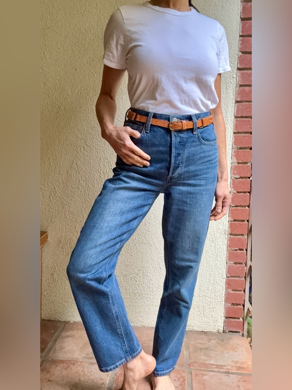 Aritzia Denim Forum Women's High Rise Straight-Leg Button Fly Jeans, Size 27